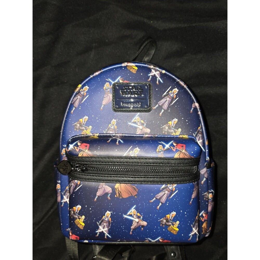 Nwot Loungefly Disney Star wars Ashoka lightsaber print mini backpack bookbag!